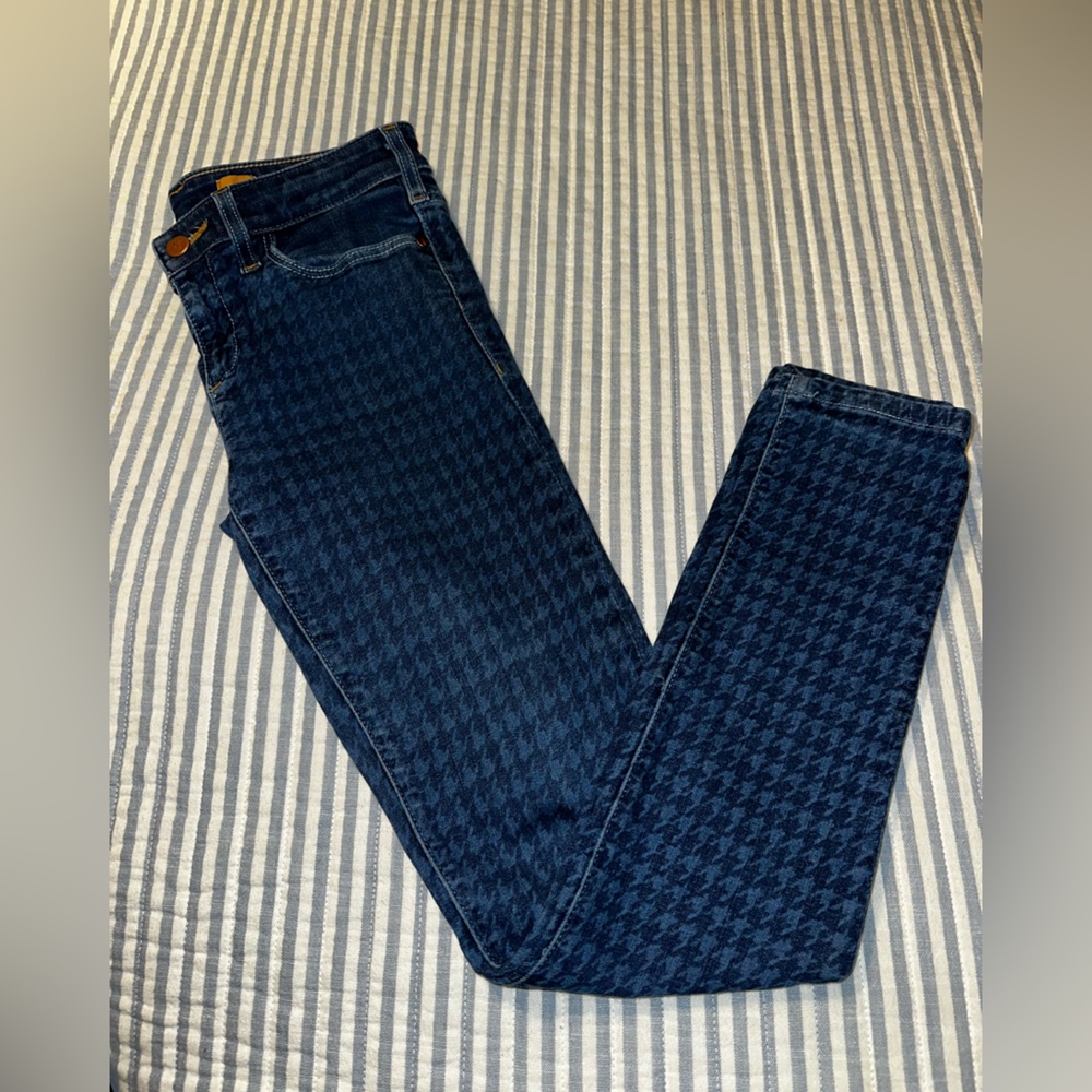 Pilcro and the Letterpress Dark Blue Houndstooth Skinny Jeans
